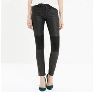 Madewell Moto  Coated Black Skinny Jean Size 27